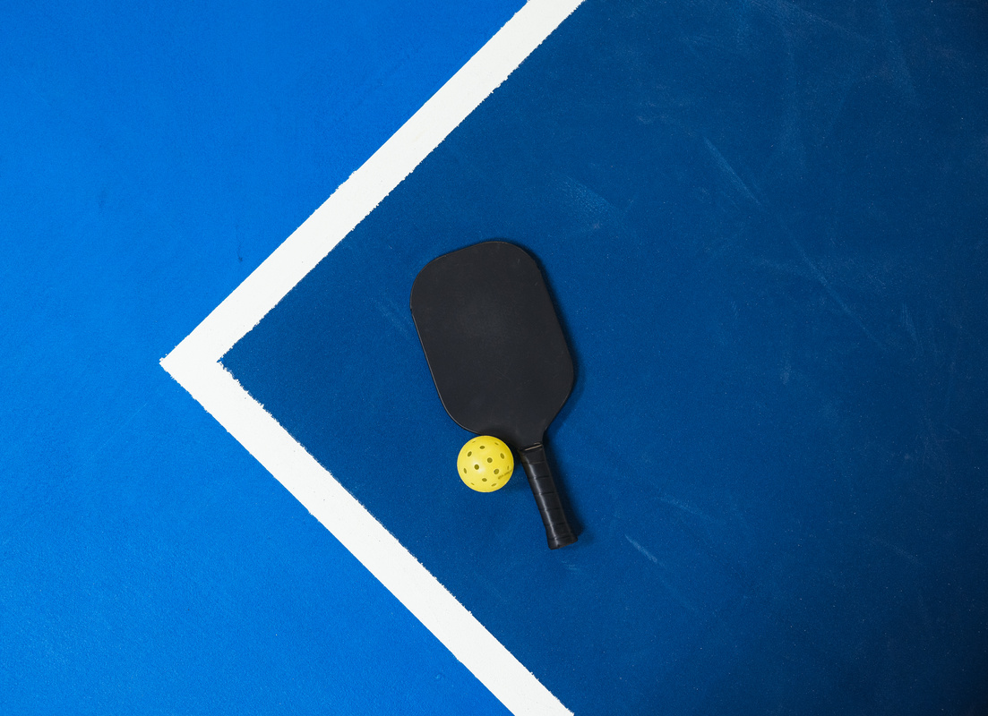 Pickleball Paddle, Ball & Court